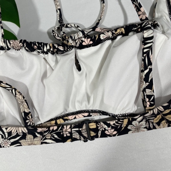 NWT Kona Sol‎ [ Large ] Cinch-Front Bikini Top in Black Floral - Picture 10 of 11